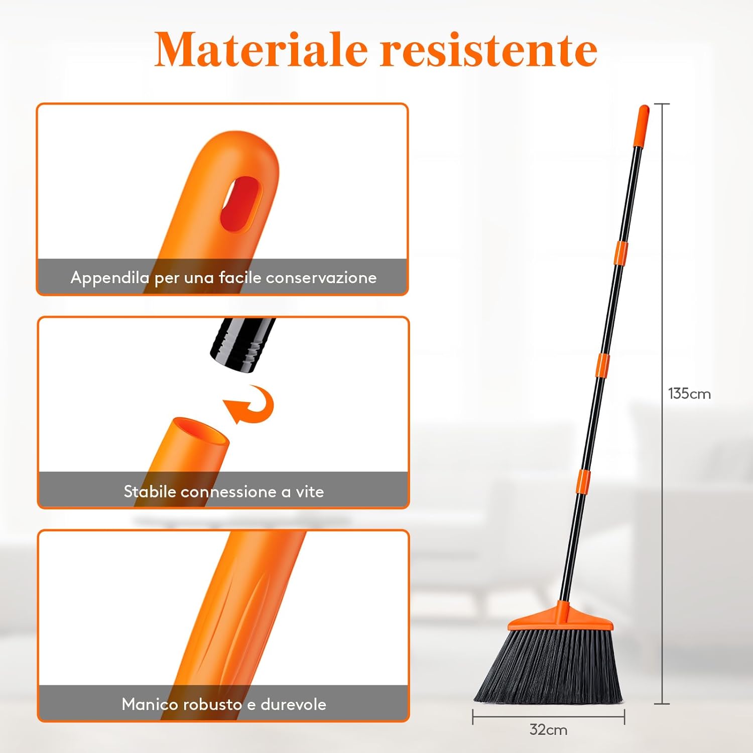 Thumbnail 2 de Lifewit Scopa da Esterno 135 cm – Scopa da Giardino con Manico Regolabile, 2 Pezzi, Ø 33 cm di spazzola