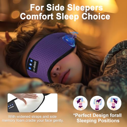 Detalle 2 de LC-dolida Bluetooth Sleep Mask Headphones: Total Blackout for Travel & Nap