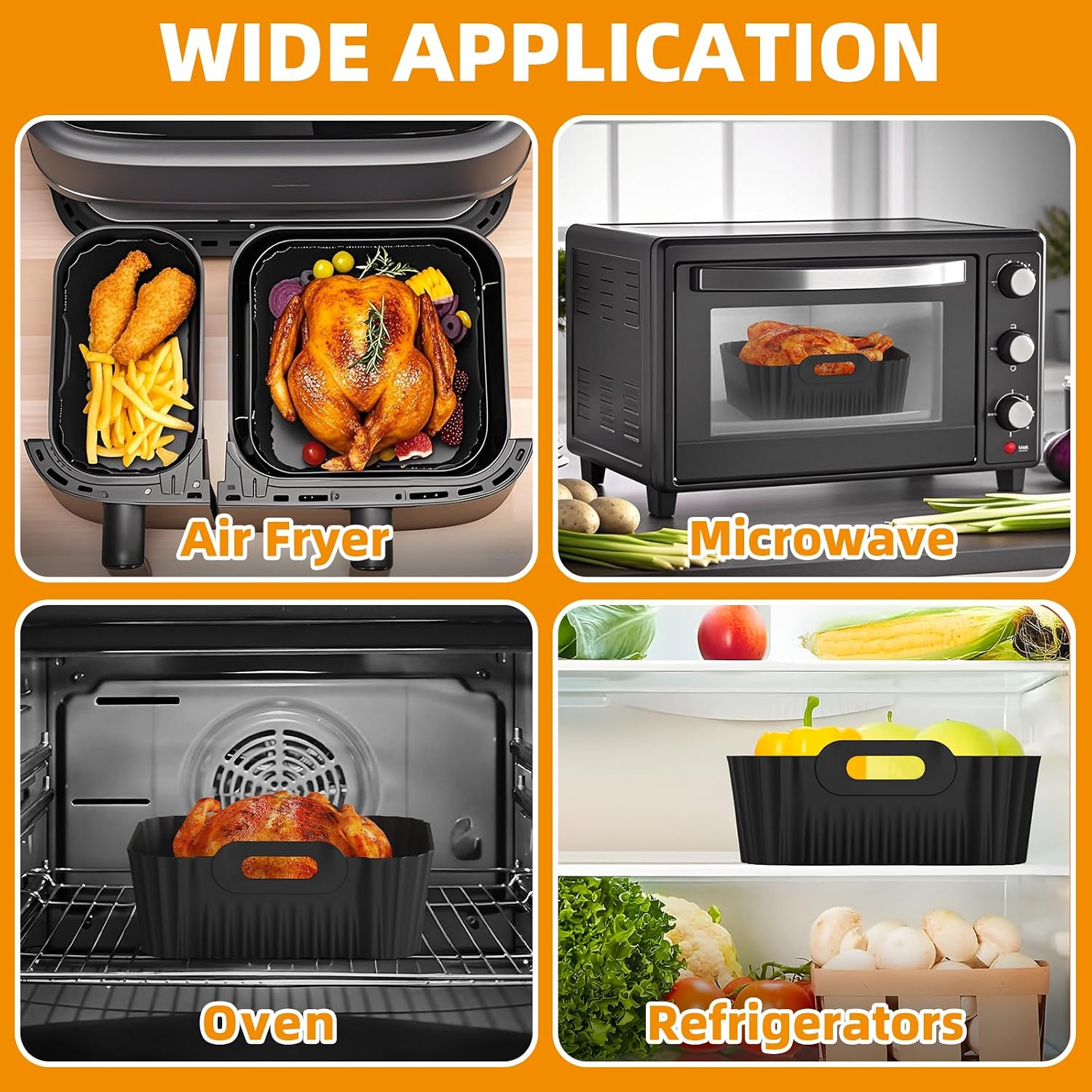 Thumbnail 6 de HONYAO ZSY322 siliconen bakvormen voor Dual Basket-airfryers, 2 stuks