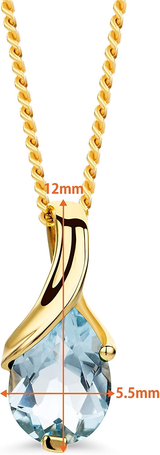 Detalle de Orovi Bijoux Femmes Collier avec Pendentif Poire en Topaze bleue et Or Jaune 9K (375) – 45 cm