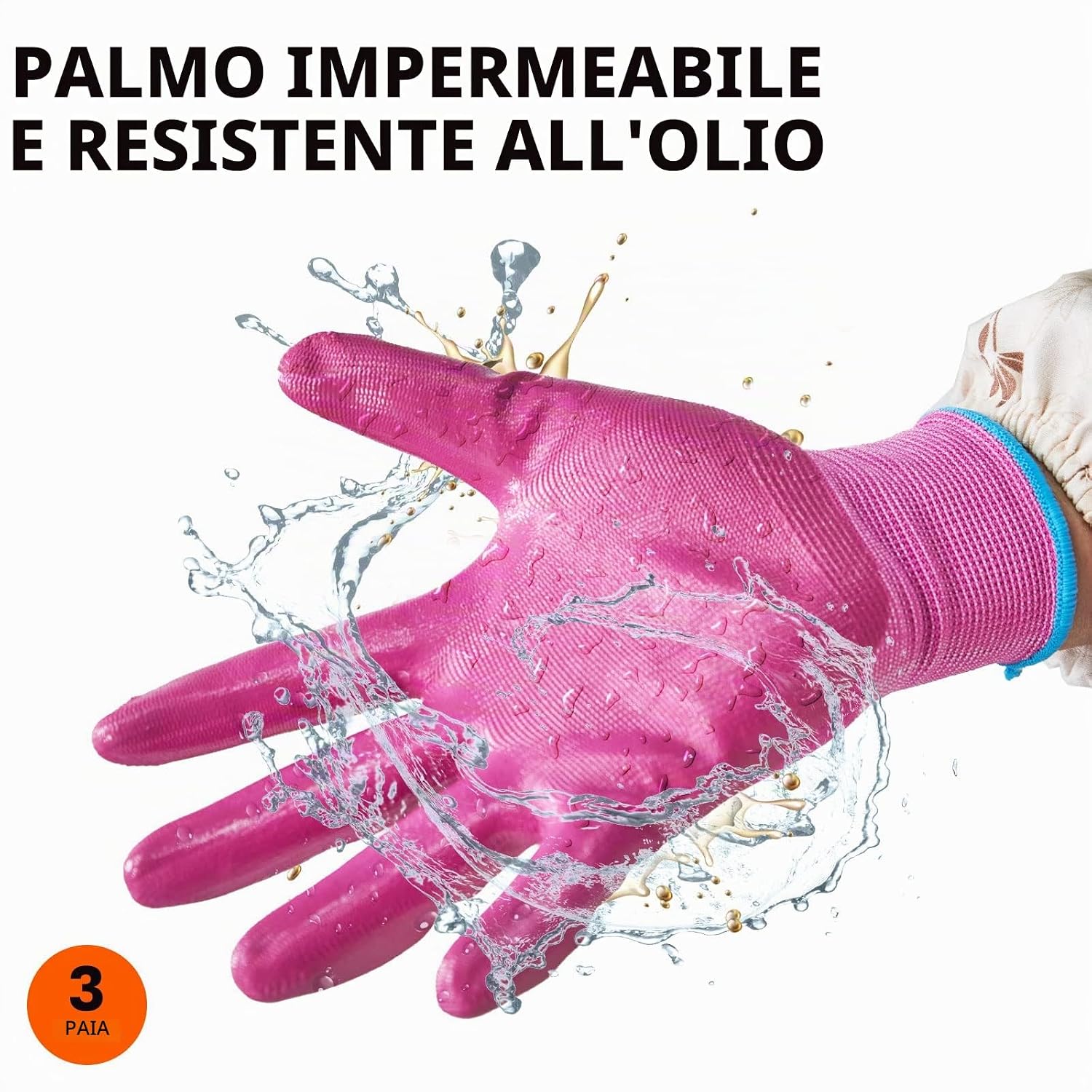 Thumbnail 5 de Vgo... 3 paia Guanti da Lavoro Donna in Nitrile NT2110, rivestimento in PU antiscivolo – 3 colori