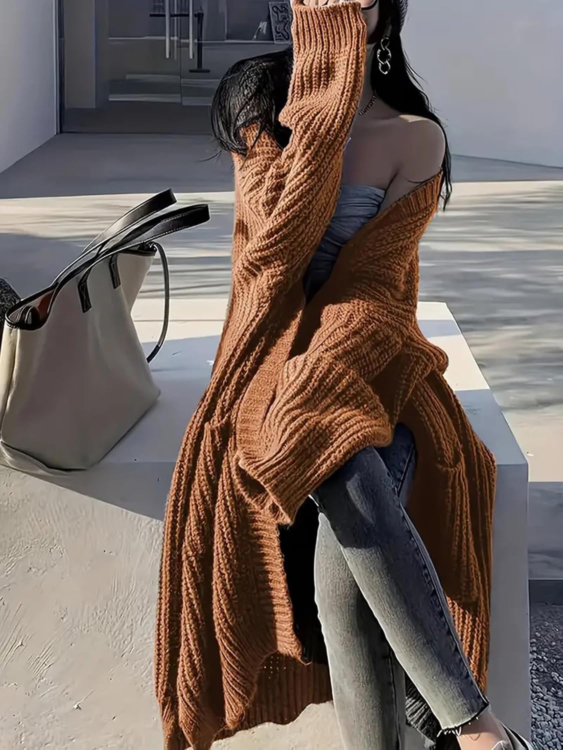 Thumbnail 1 de Gutpoint Womens Long Cardigan Open Front Oversized Duster