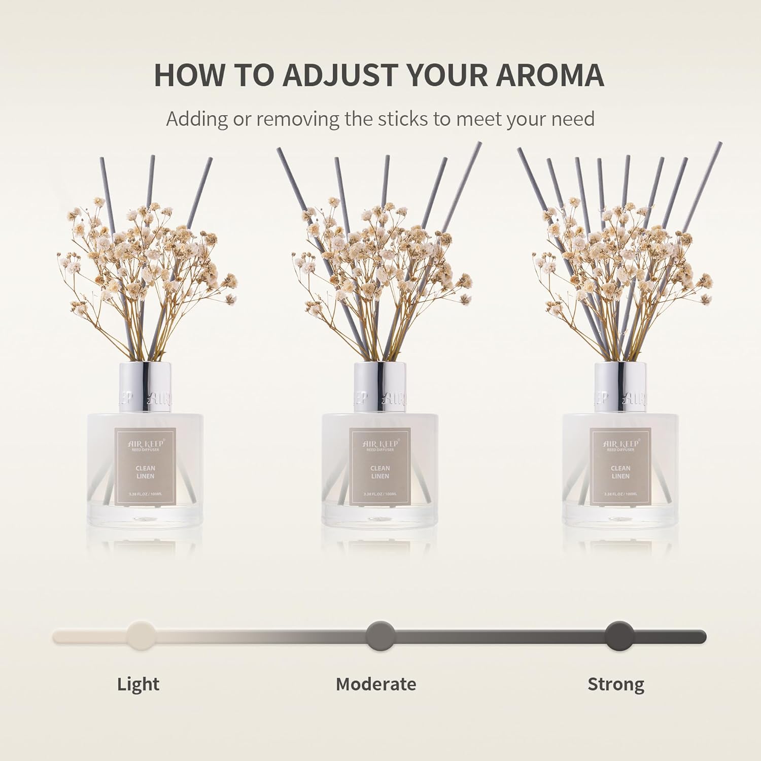 Thumbnail 6 de Airkeep Reed Diffuser Set, 3.38 fl oz (100 ml) – Cashmere Vanilla with 8 Reed Sticks