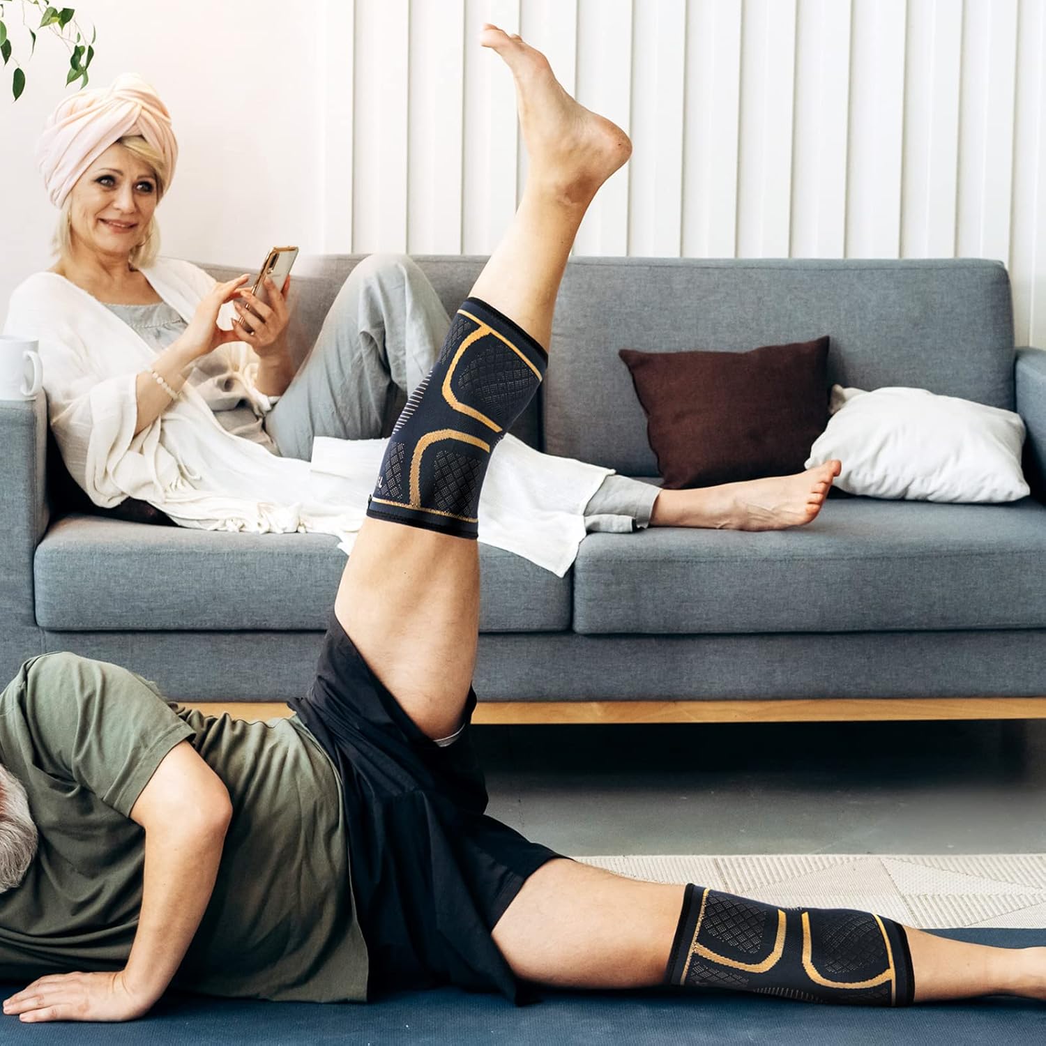 Thumbnail 4 de Copper Knee Braces 2-Pack Compression Knee Sleeve Large 🩺