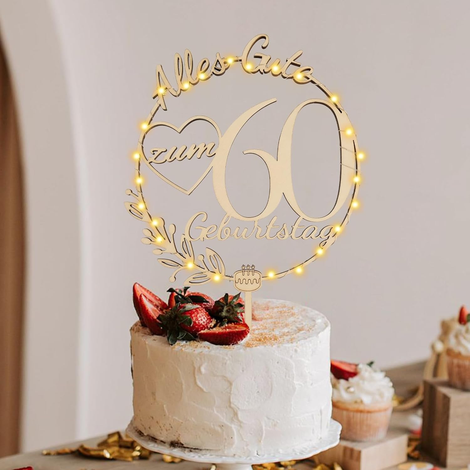 Thumbnail 5 de I LOVE MOM Cake Topper 60. Geburtstag Holz 🎂
