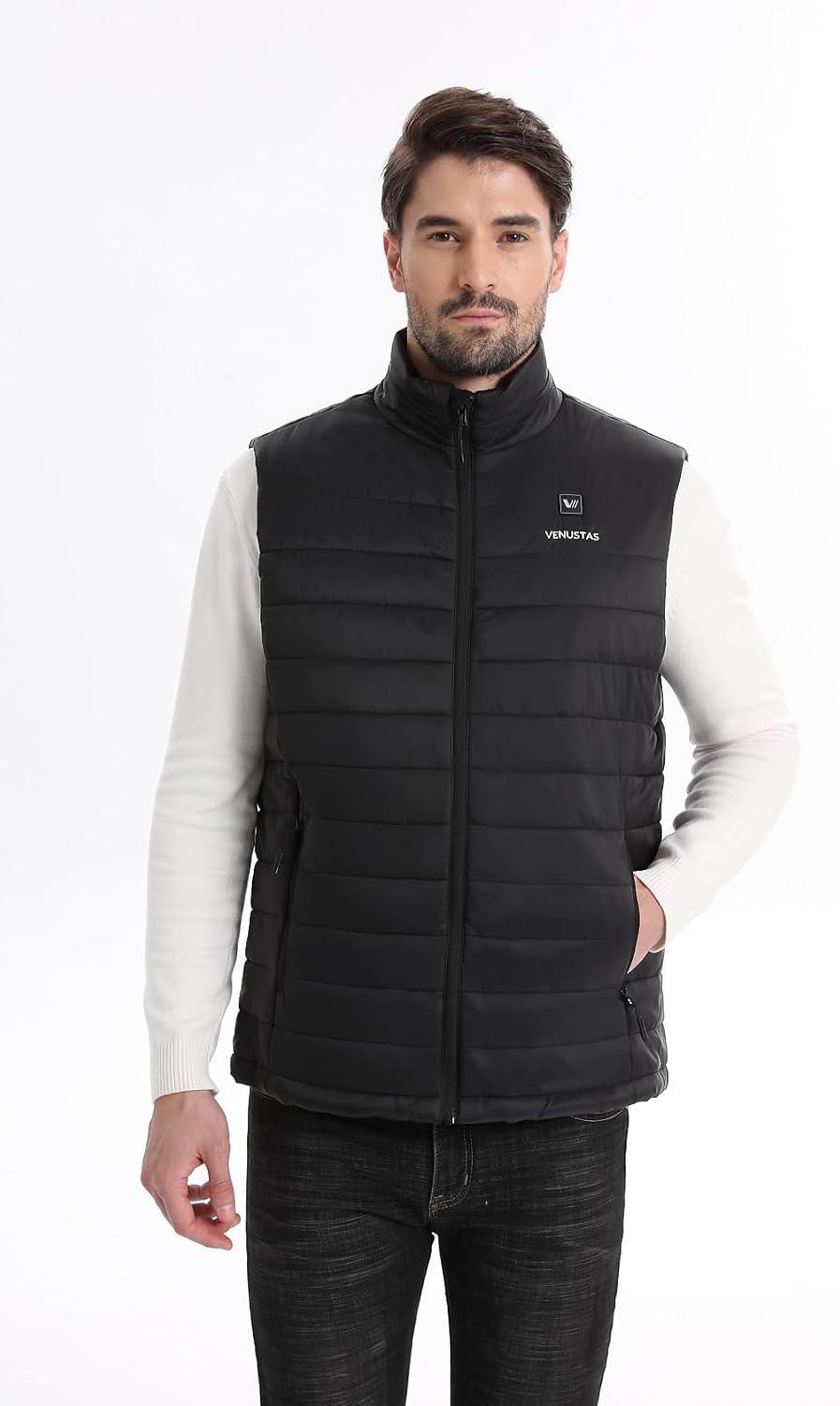 Detalle 2 de Venustas Men's Heated Vest with Battery, 6 Heating Zones, Water-Resistant Nylon