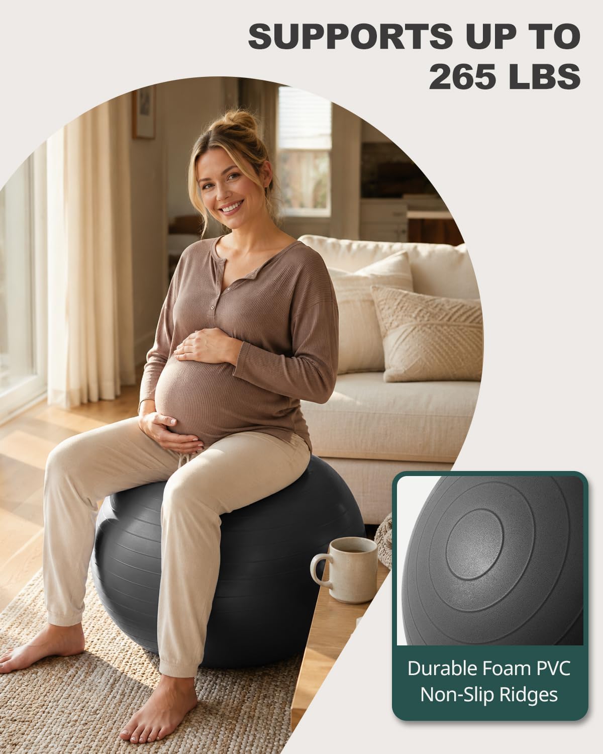 Detalle de Trideer Exercise Ball for Yoga, Pilates & Fitness (Anti-Slip, Burst-Resistant PVC) — Core, Balance & Active Sitting