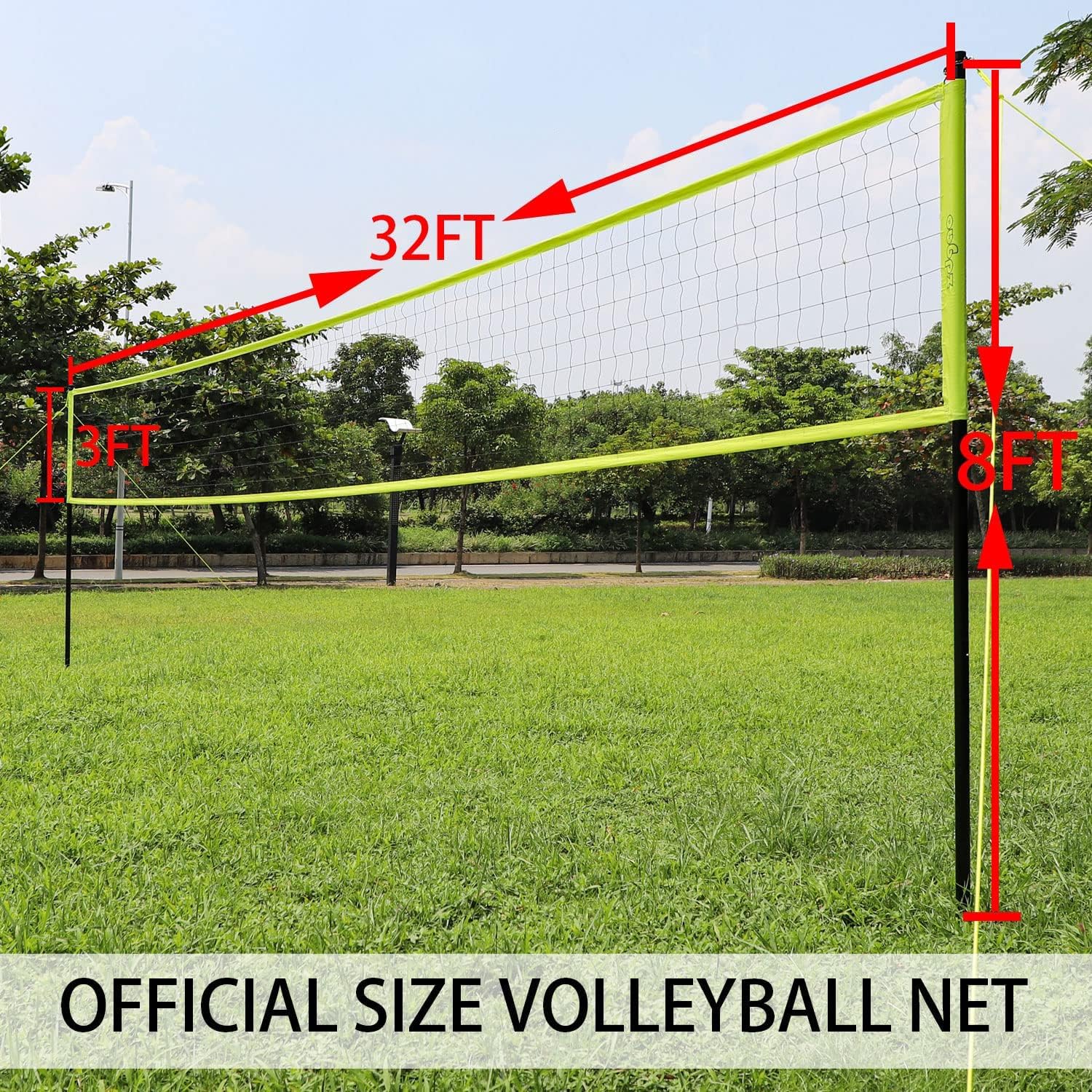 Detalle de Zdgao 32-Foot Outdoor Volleyball Net Set with 1.6-Inch Metal Poles
