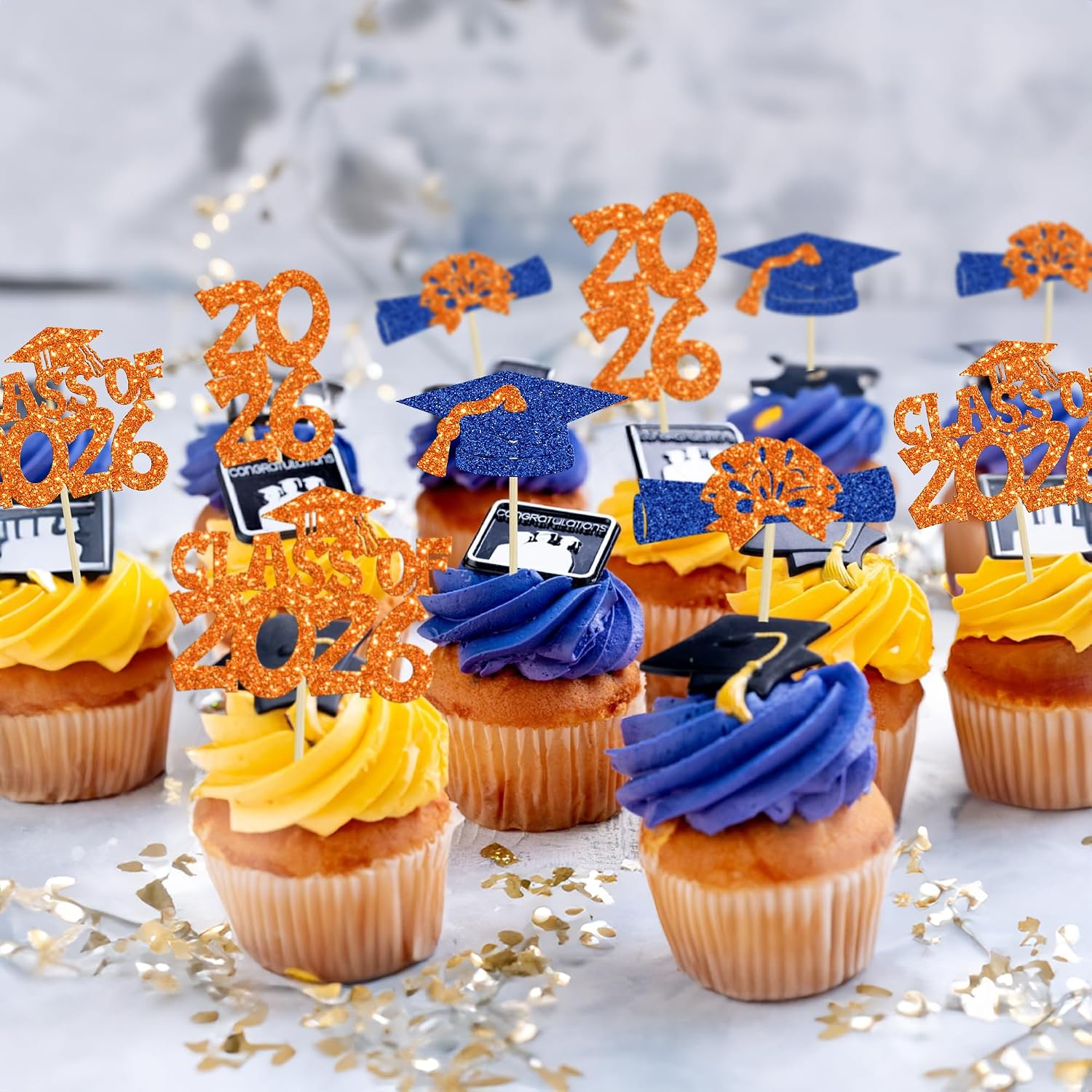 Detalle 2 de Ephlyn Graduation Cupcake Toppers, 36-Piece Set