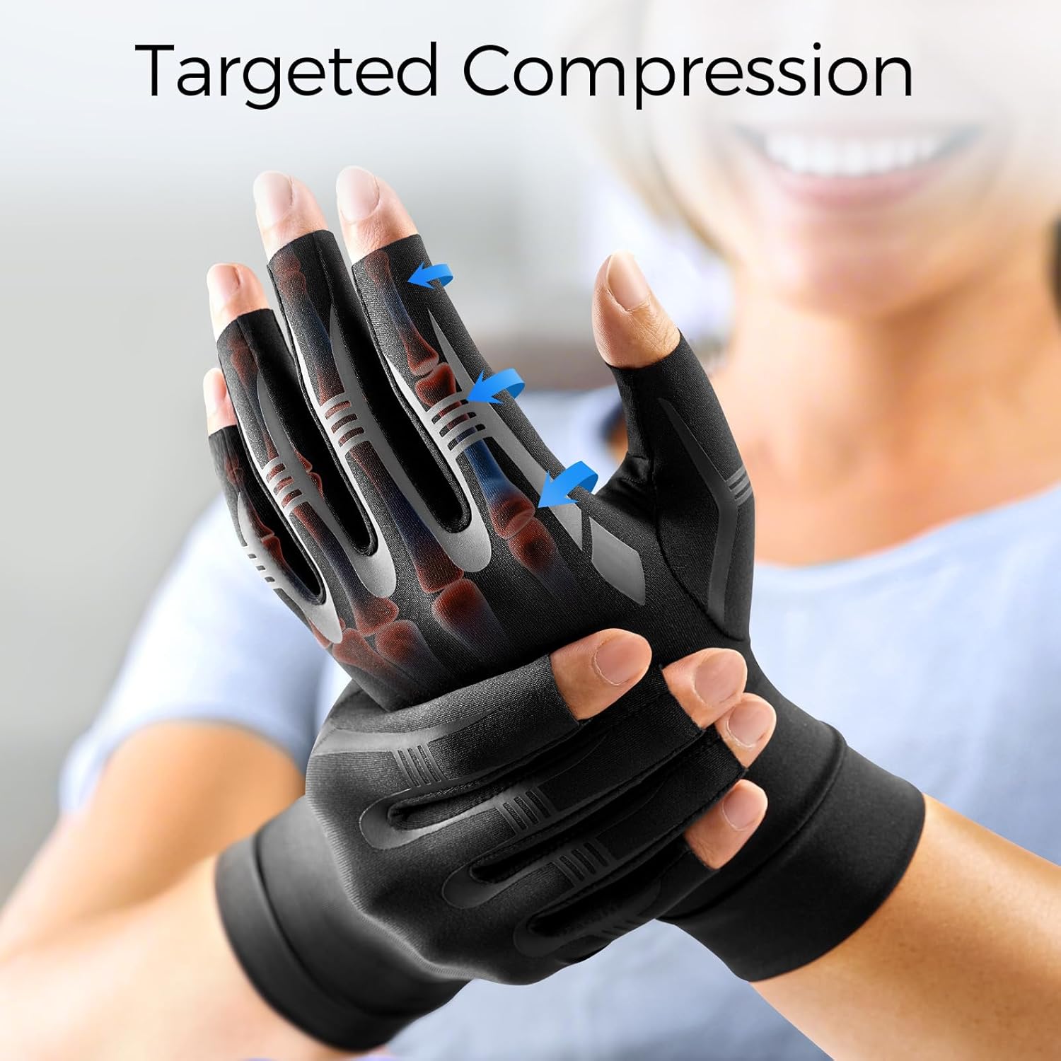 Detalle de FREETOO arthritis compression gloves, fingerless