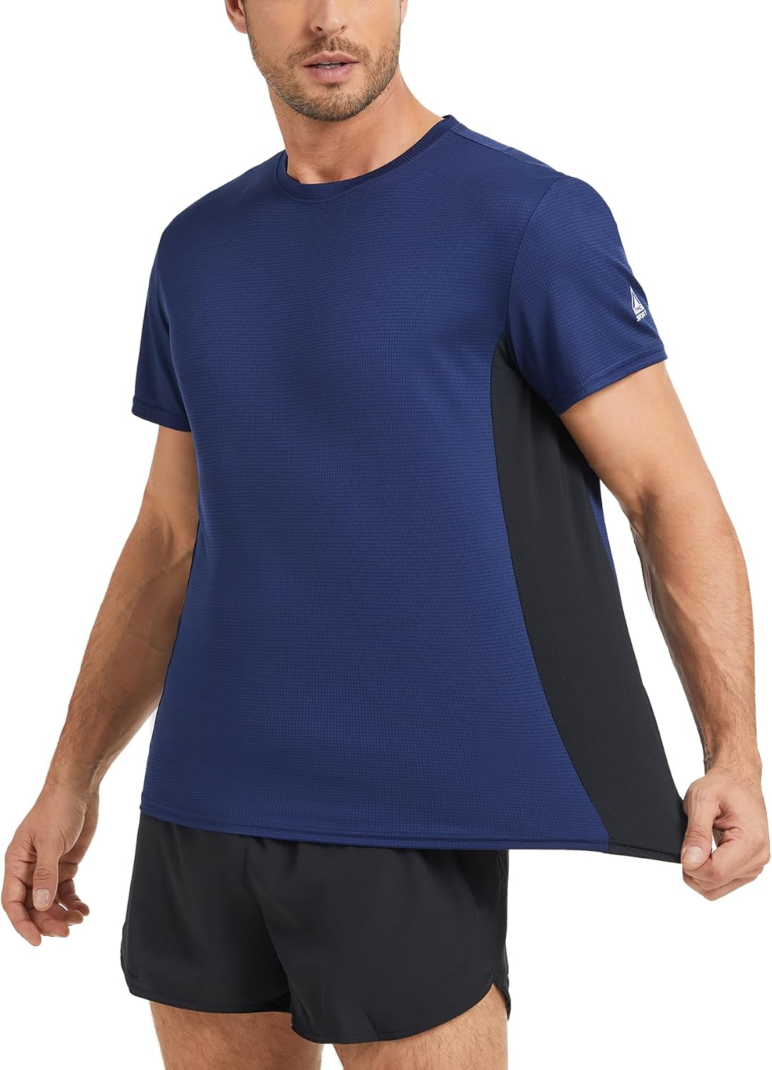 Detalle de AMZSPORT set da 1/3/5 t-shirt sportive da uomo traspiranti a girocollo