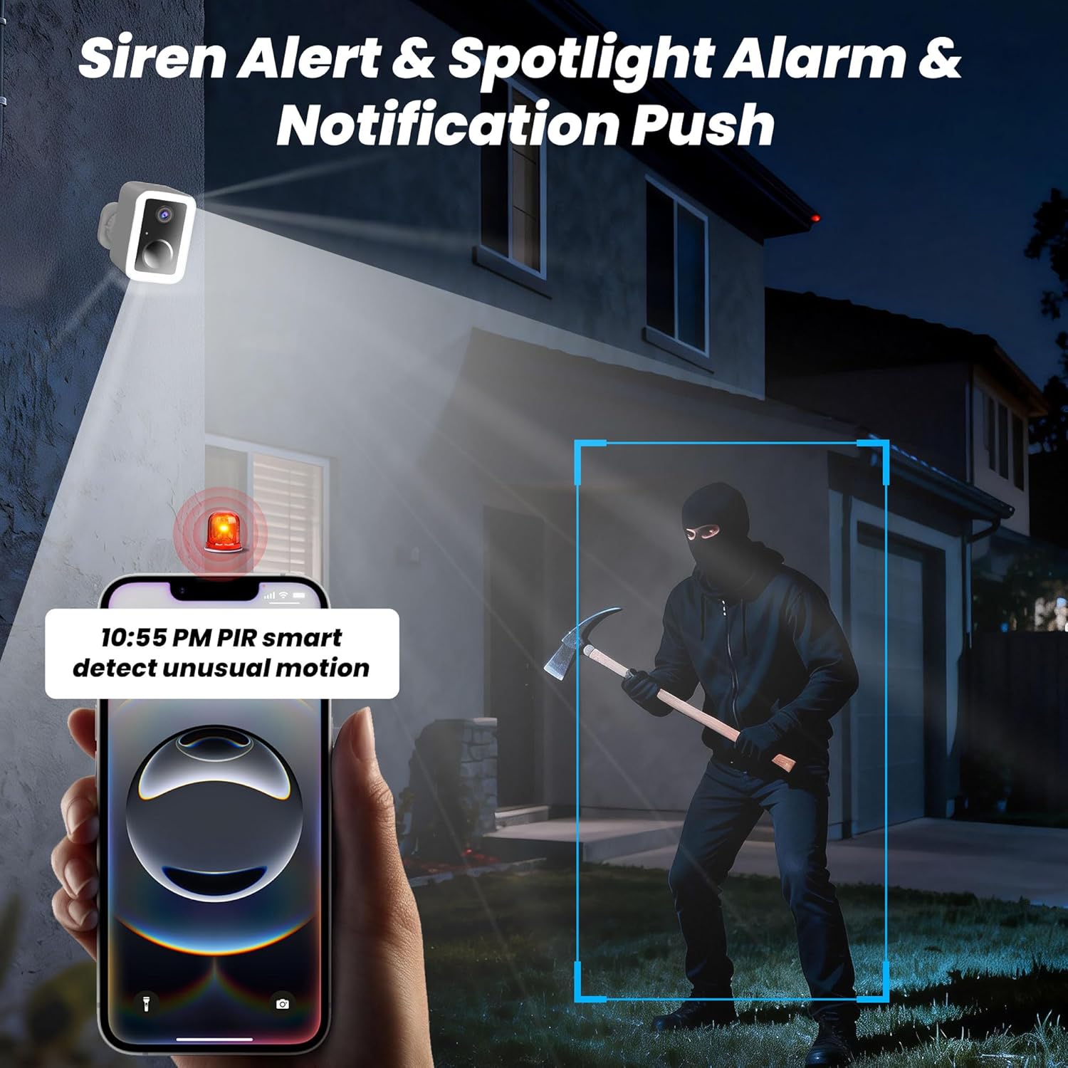 Thumbnail 4 de Funstorm 2K Wireless Security Camera Outdoor (Dual-Band WiFi, Battery Powered) with Spotlight & Siren