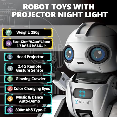 Detalle de Robot Niños Recargable con Proyector Estrellas ⭐