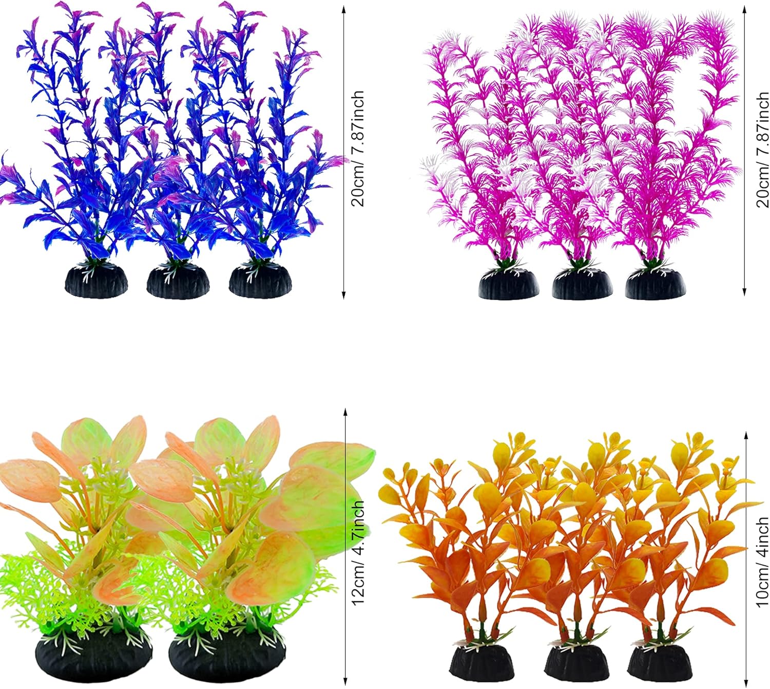 Thumbnail 2 de Cayway 37 PCS Aquarium Artificial Aquatic Plants (Mixed Plastic Plants) with Bases for Fish Tank Decoration