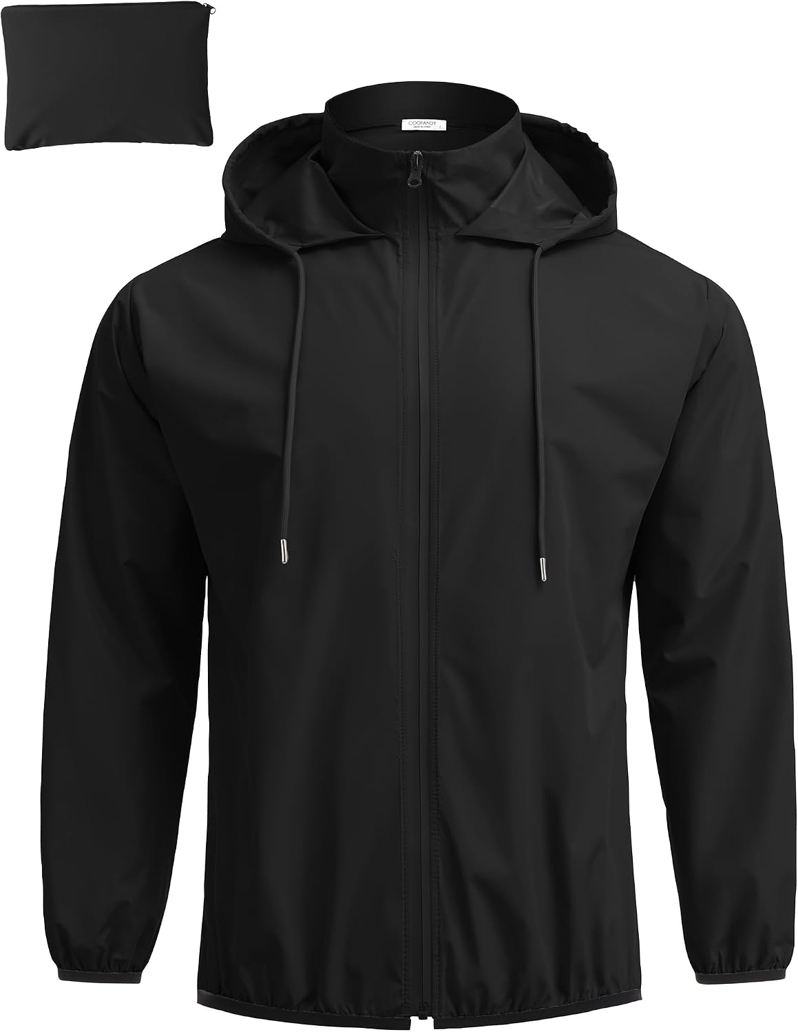 Detalle de COOFANDY Men's Light Rain Jacket with Hood: Packable Waterproof Windbreaker for Travel & Outdoors