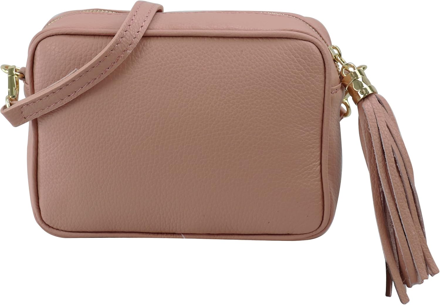 Detalle de SH Leder Chiara G209 – Borsa a tracolla in vera pelle con chiusura lampo, 21 x 15 cm