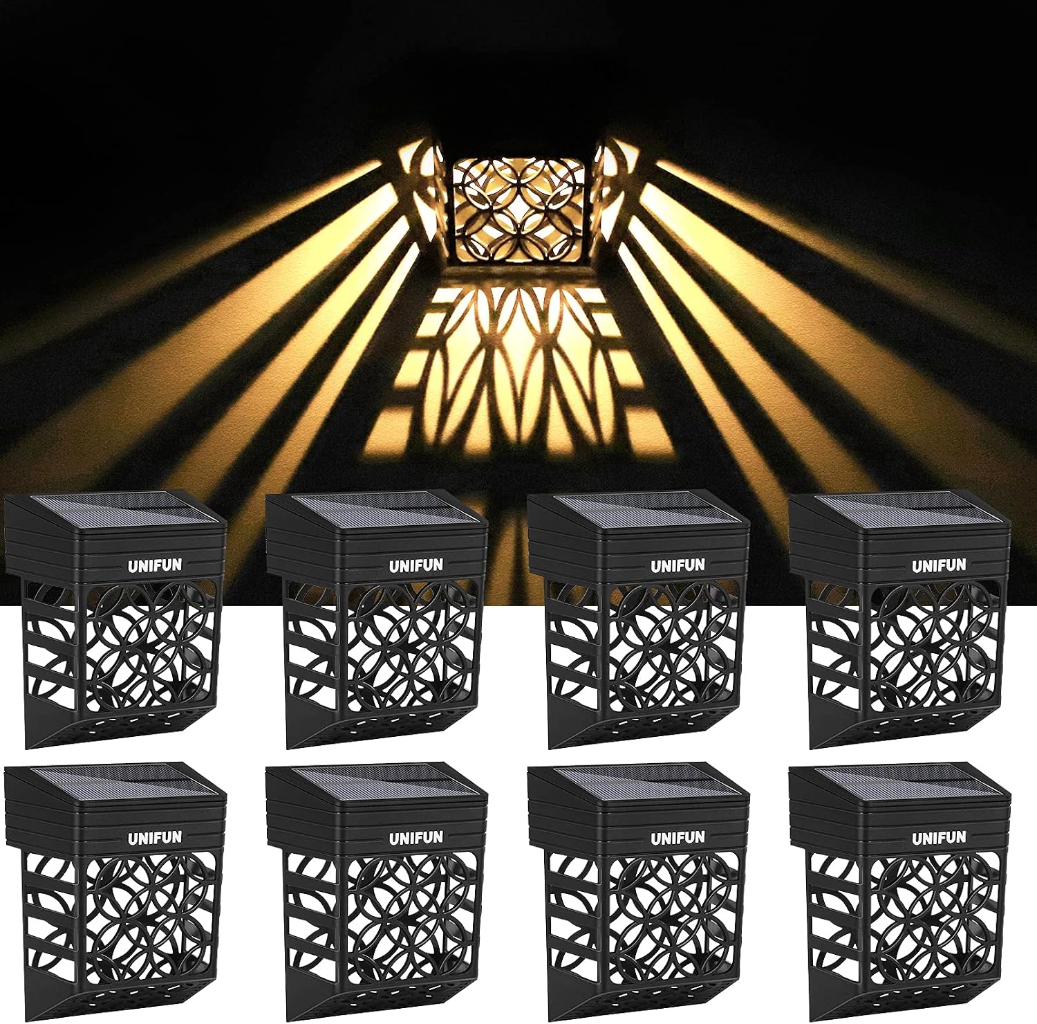 Detalle de UNIFUN Solar Fence Lights Outdoor 8Pack
