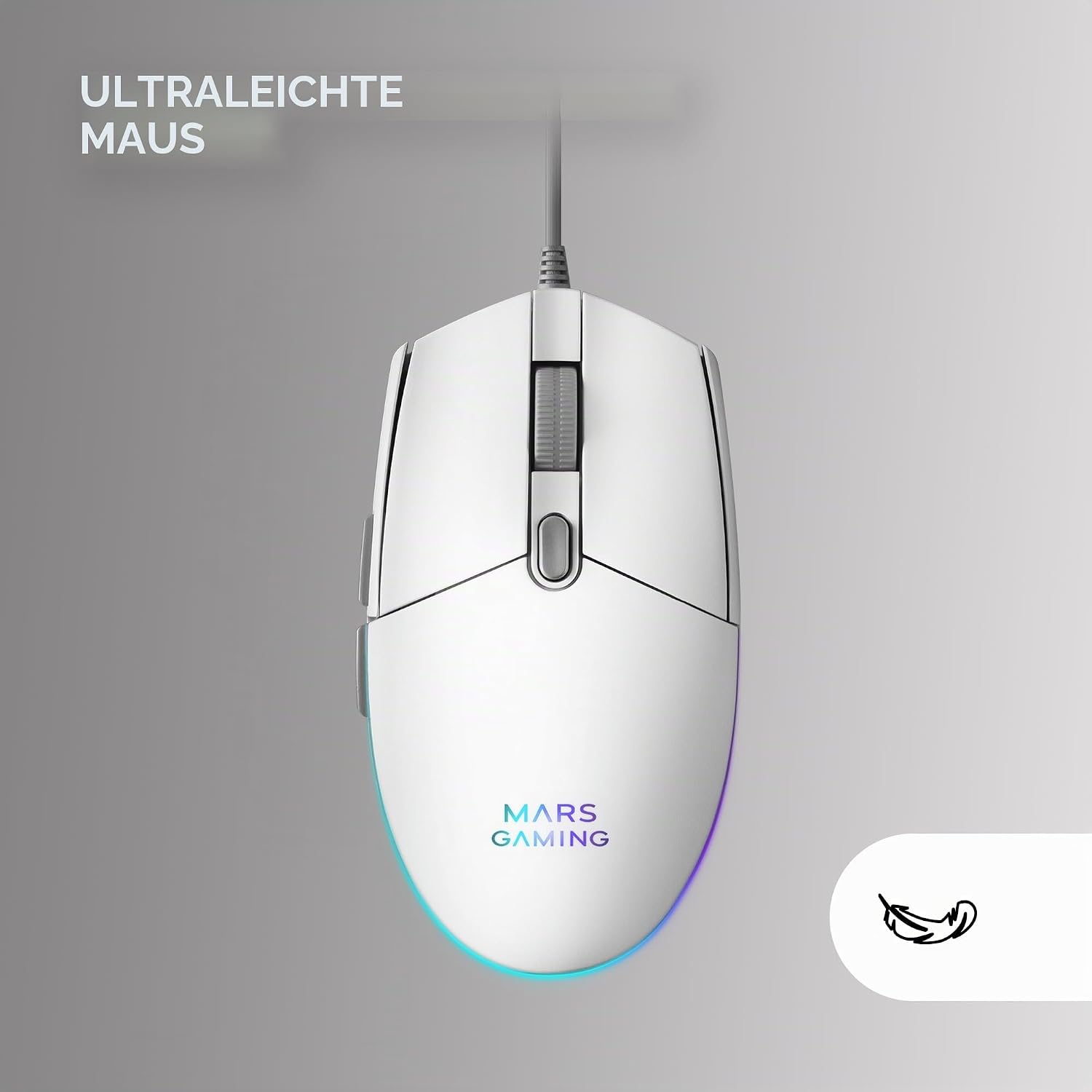 Thumbnail 2 de Mars Gaming MCP-RGB3 Pack RGB Tastatur Fixed, Maus Flow 3200 DPI, Over-Ear Kopfhörer, XXL Matte – Weiß