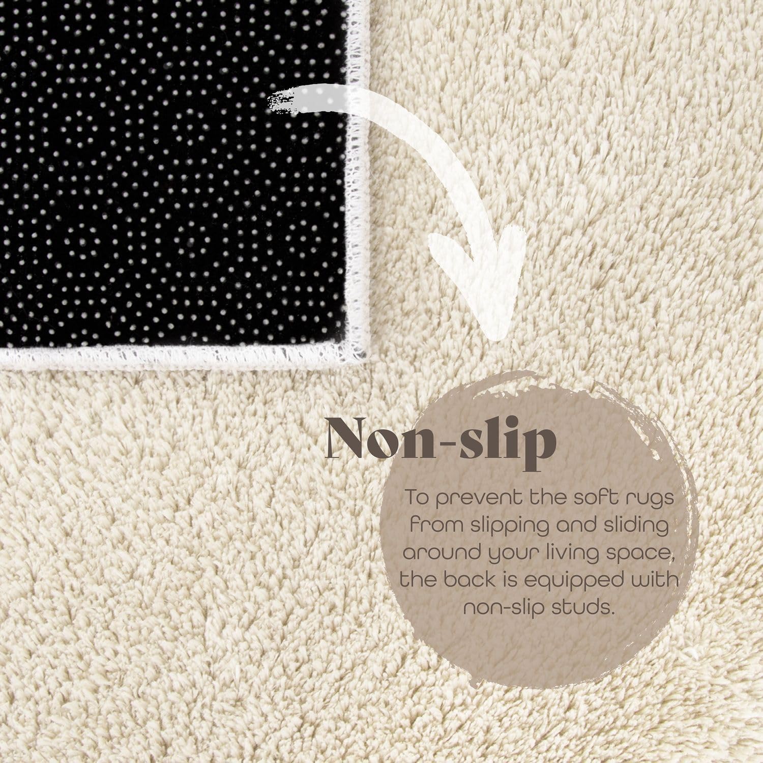 Detalle de TT Home Wohnzimmer-Teppich Kurzflor Anti-Rutsch 100% Polyester, Creme – 200×280 cm