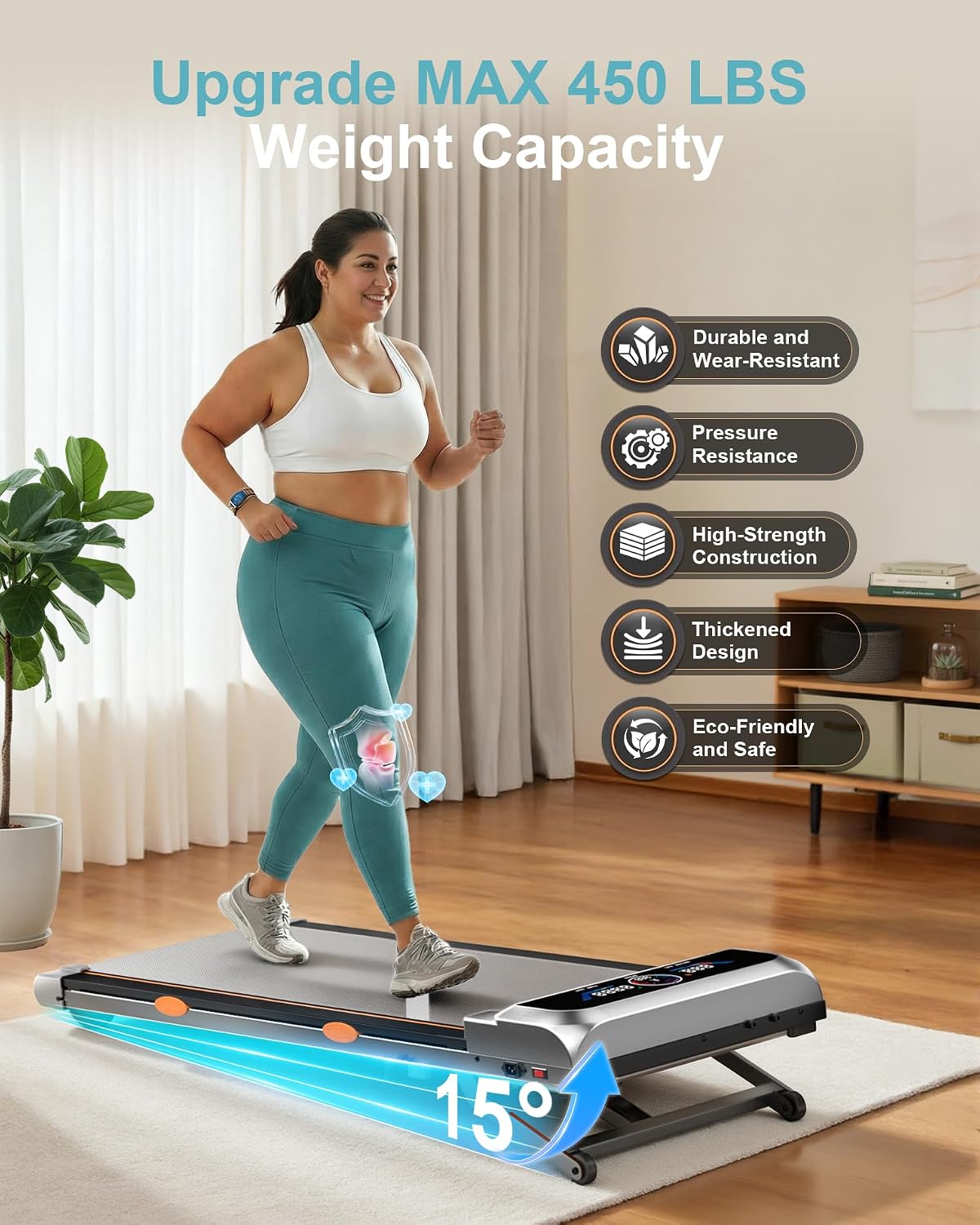 Detalle de Trisomy SD-801 Walking Pad Treadmill with 15% Auto Incline and LED Display