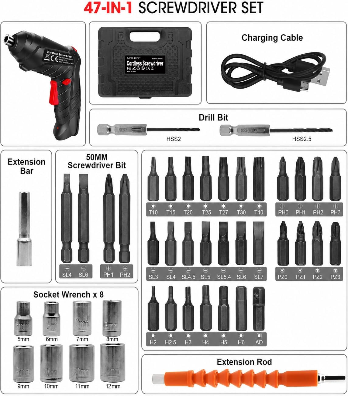 Thumbnail 5 de 49-in-1 Portable Cordless Drill Screwdriver