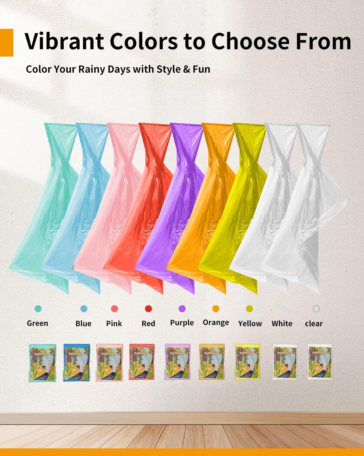 Detalle de Hitituto Rain Ponchos for Adults - Extra Long Hooded Emergency Poncho (6/12/24 Pack)