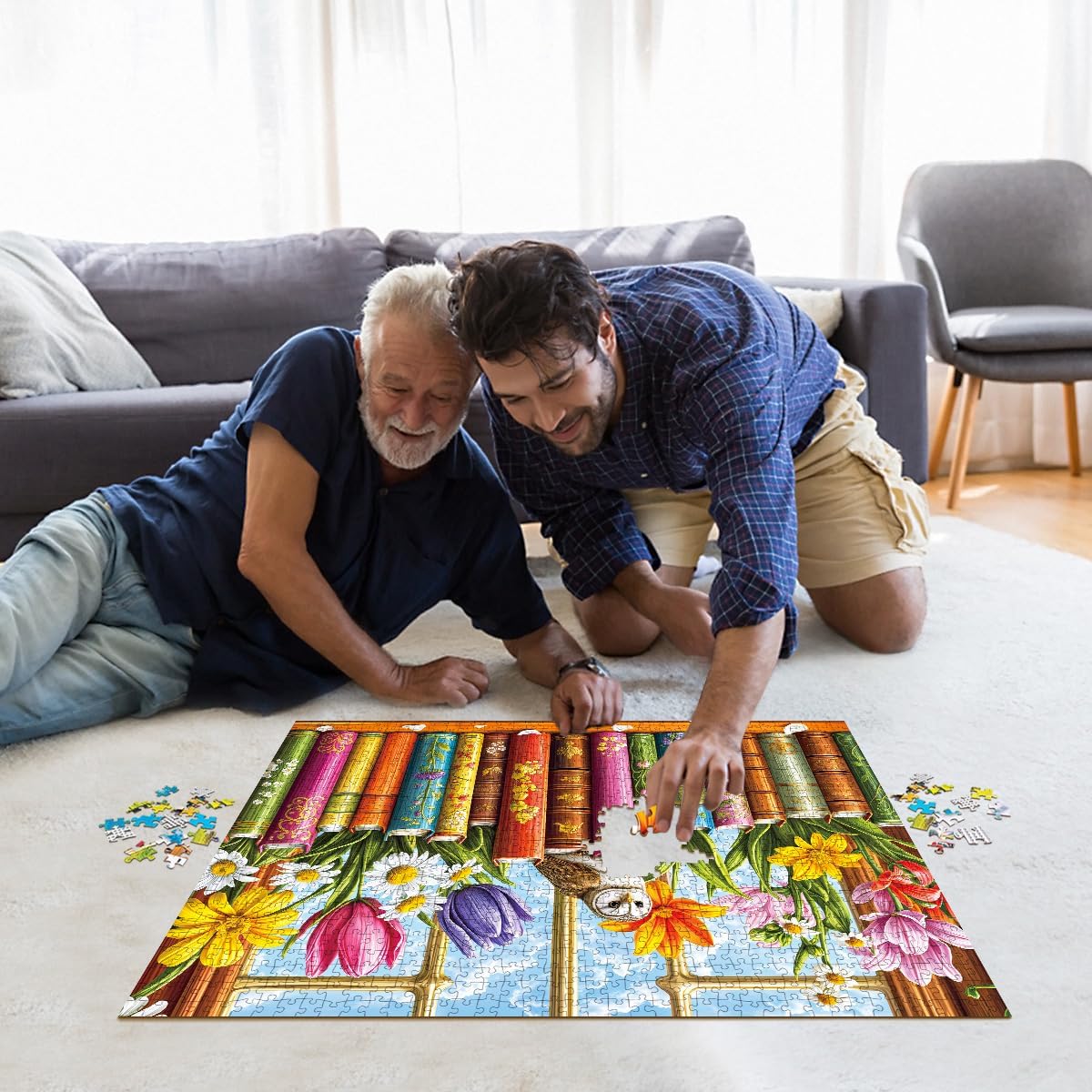 Thumbnail 3 de Puzzles 1000 Pieces for Adults: Whimsical Floral Books 1000 Piece Jigsaw