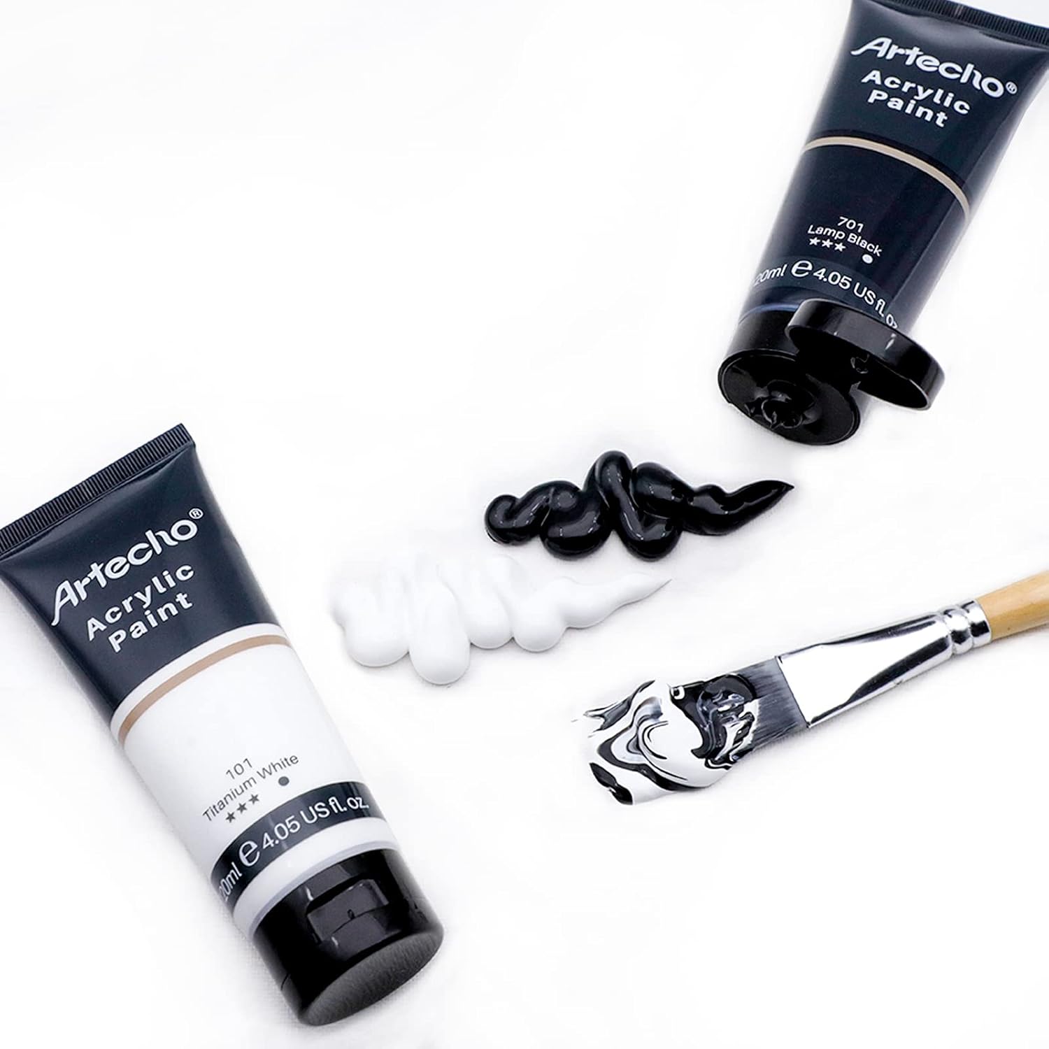 Thumbnail 3 de Artecho Acrylfarbe Weiß und Schwarz 120 ml – wasserfest, lichtecht und schnell trocknend