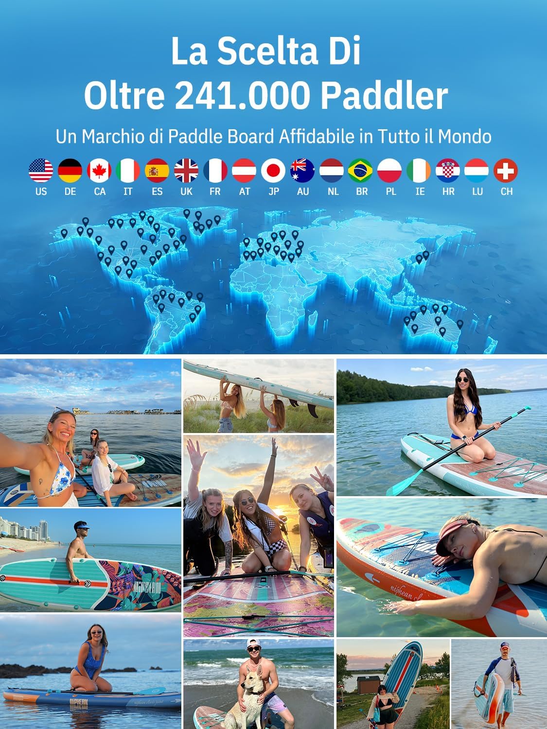 Detalle de Niphean SUP Gonfiabile Adulti con Tutti gli Accessori – Tavola da Stand Up Paddle 320 cm