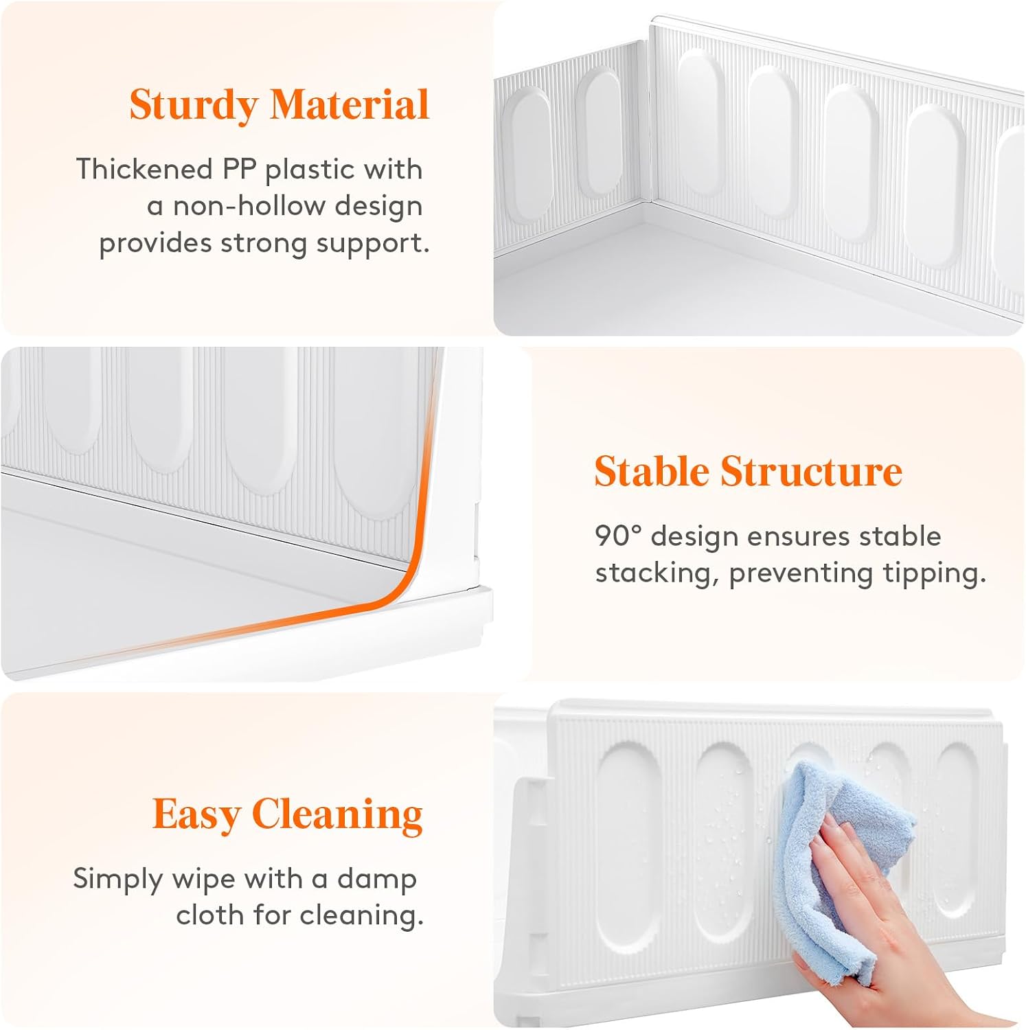 Thumbnail 6 de Lifewit 25007 Stackable Wardrobe Organiser, 8 White Plastic Bins