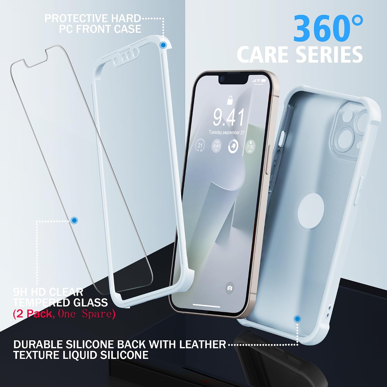 Thumbnail 3 de ORETECH iPhone 13 Funda 360° Protección Azul Bebé 🛡