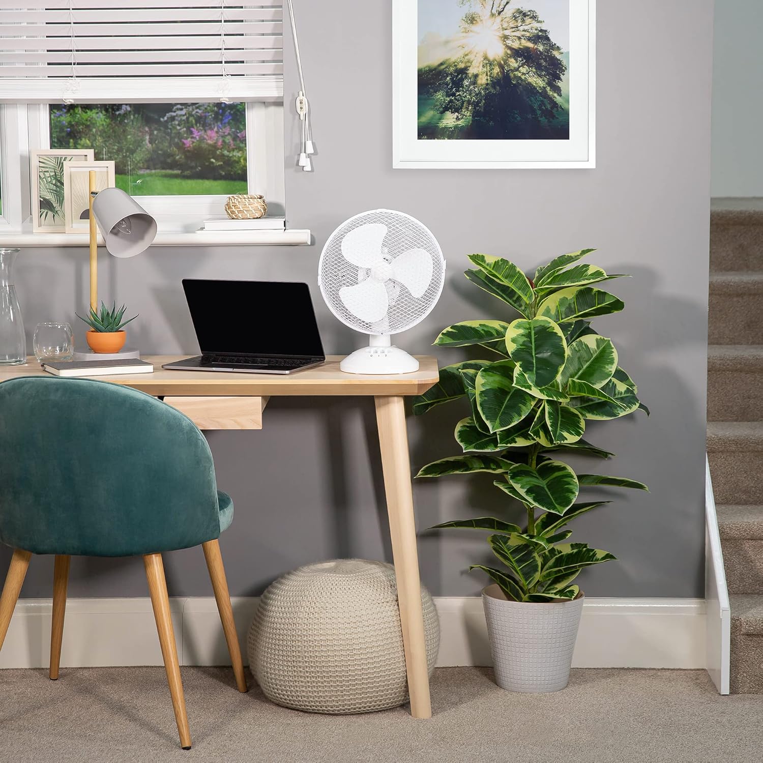 Thumbnail 2 de Russell Hobbs RHPDF0921 9-inch portable desk fan with 2 speeds and 90° wide-angle oscillation (white)