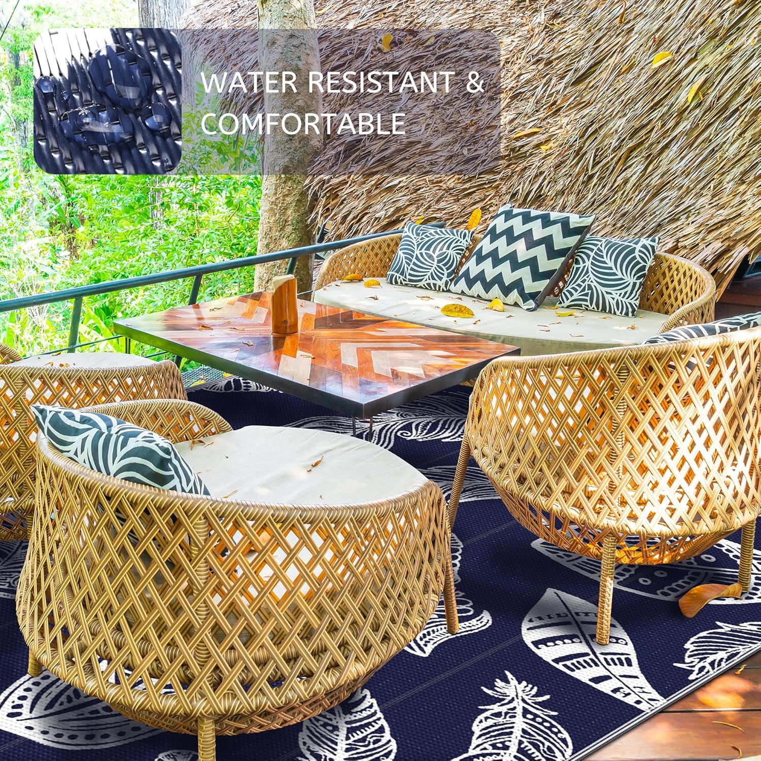 Detalle 1 de GENIMO Outdoor Rug 180x275cm – Waterproof & UV Resistant Patio Mat 🧩