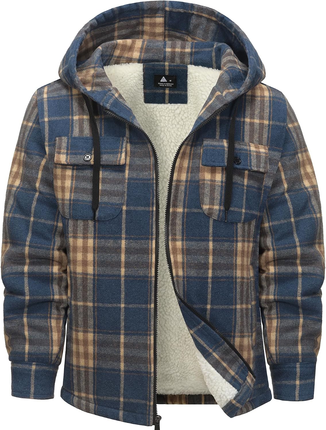 Detalle 2 de Men Winter Coat with Flannel Plaid Shirt Jacket