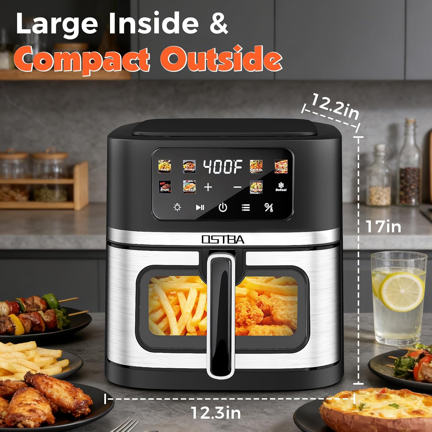 Thumbnail 5 de OSTBA 8.5QT Large Air Fryer with Visible Window (1700W)