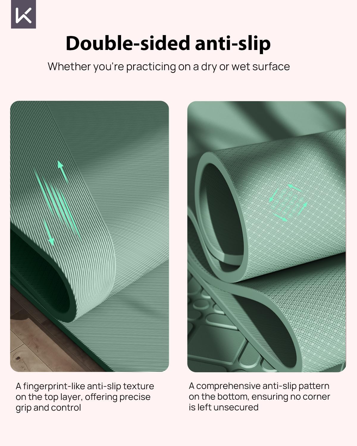Detalle de KEEP Extra Wide Yoga Mat, 7mm TPE Exercise Mat, 72" x 32
