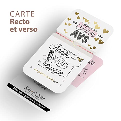 Detalle de ÉNJA Création Bracelet cordon cœur rose clair ajustable avec carte et boîte cadeau