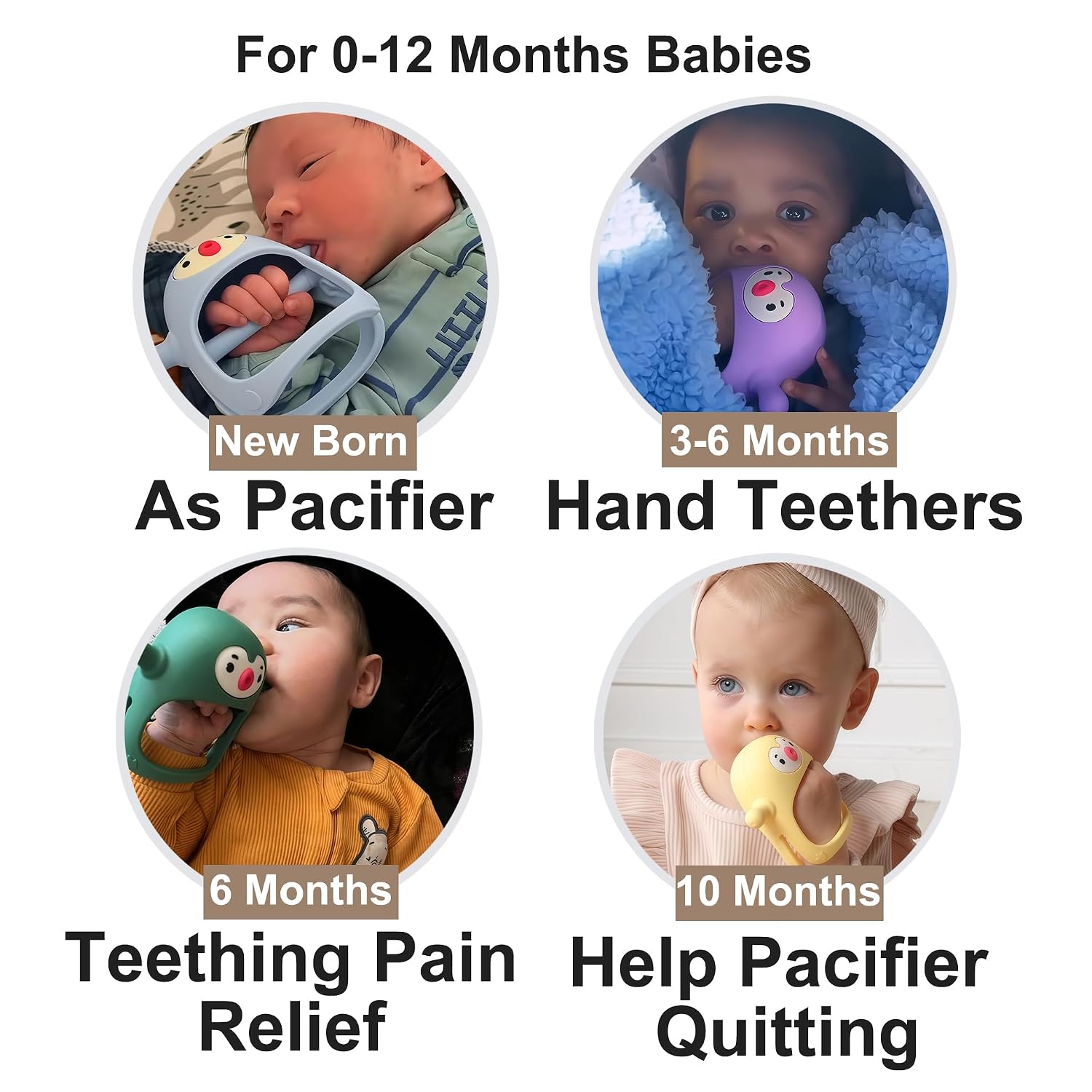 Thumbnail 1 de Smily Mia Baby Teething Toys for 0-6 Months: Penguin Teethers & Teething Mittens (2-Pack)