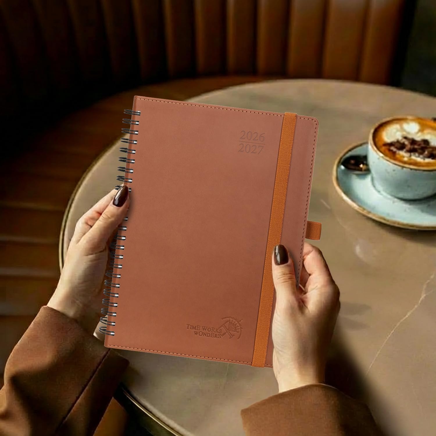 Thumbnail 6 de POPRUN Kalender 2026/2027 Wochenplaner (Aug.2026–Dez.2027) im Ringbuch, ca. A5 – Graugrün