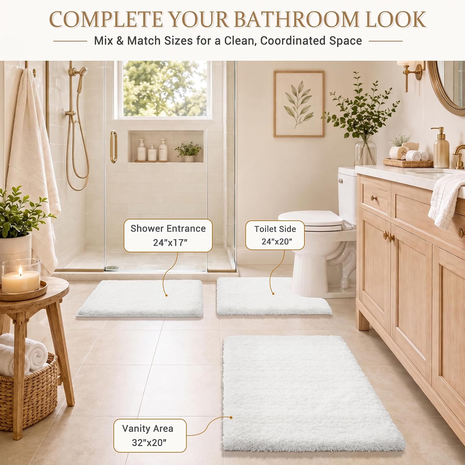Thumbnail 6 de Yimobra 32" x 20" Plush Bath Rug, Off-White Microfiber