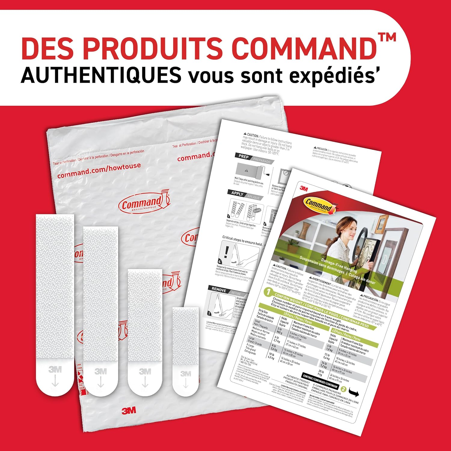 Thumbnail 6 de Command Languettes Accroches Tableaux Moyens et Grands – 32 languettes blanches