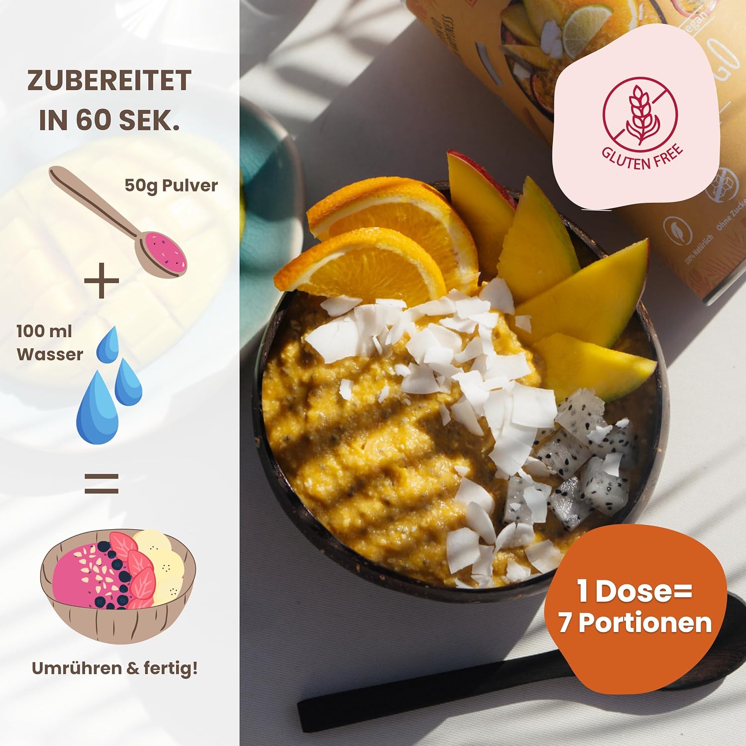 Detalle 2 de BREKKY Maracuja Mix Smoothie Bowl vegan