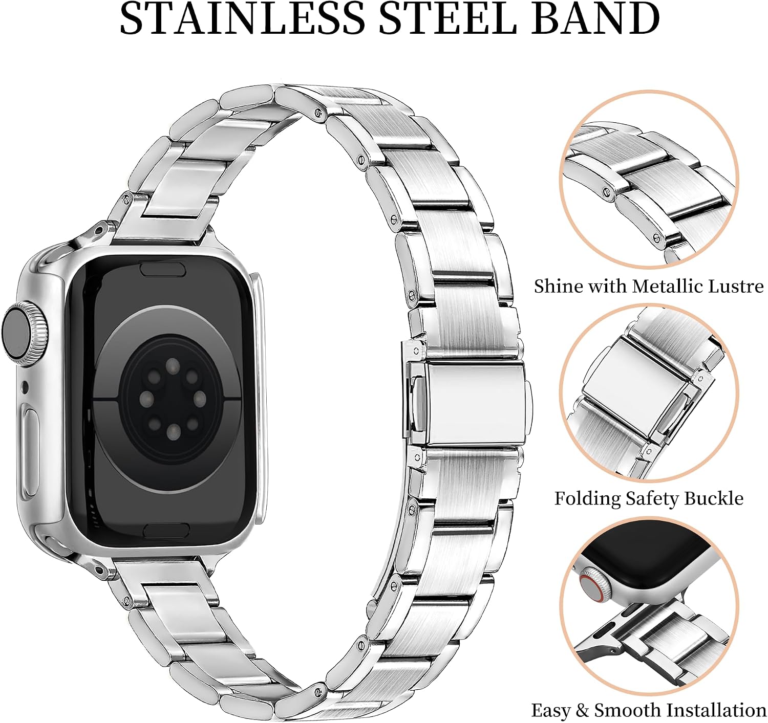 Detalle de G-ficu Slim metal Apple Watch strap 14mm