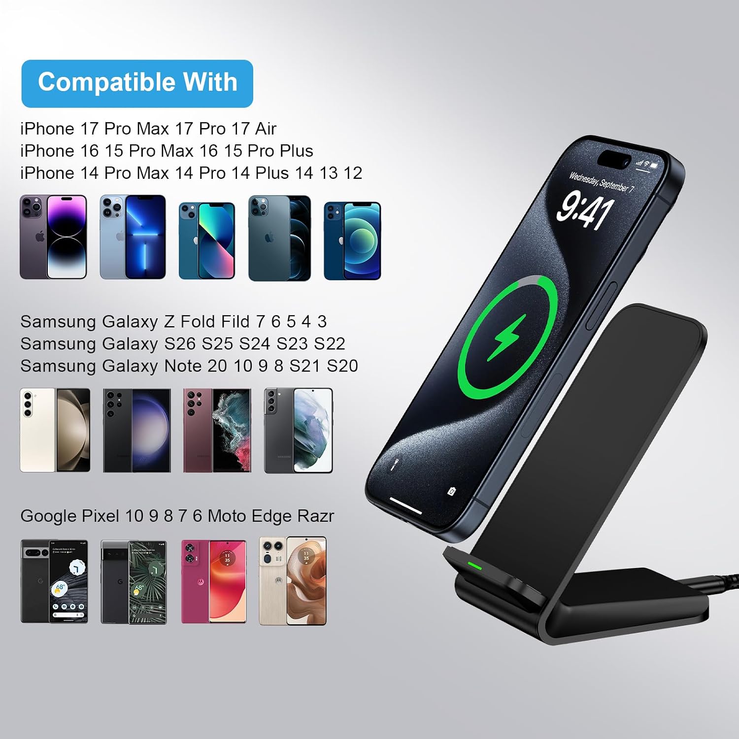 Thumbnail 6 de Cebkit 15W Wireless Charging Stand for Samsung Galaxy, USB-C