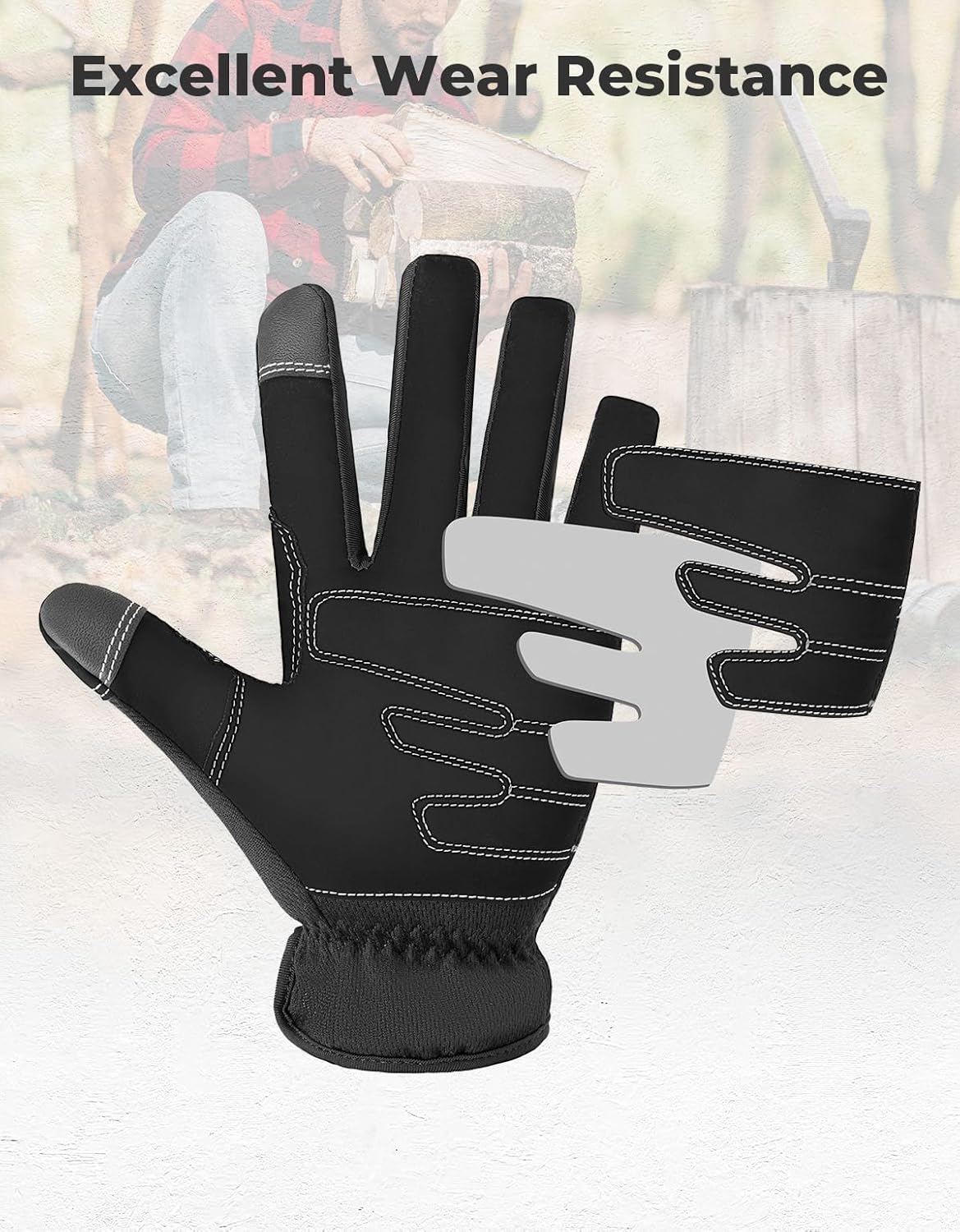Thumbnail 3 de KEMIMOTO Outdoor Handschuhe Herren – atmungsaktive, strapazierfähige Konstruktionshandschuhe für Arbeit, Radfahren und Outdoor-Einsatz