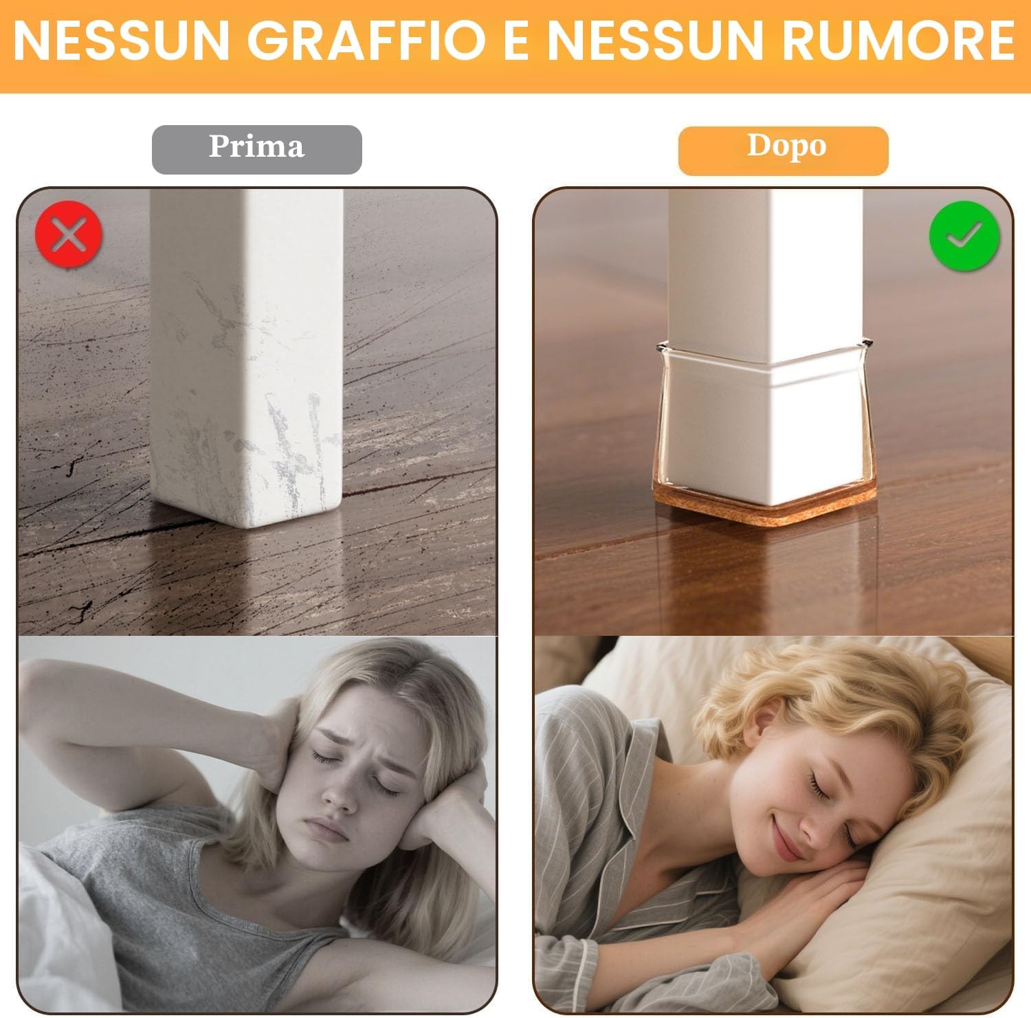 Thumbnail 1 de RUSIDO 35 Pezzi Gommini per Sedie Quadrati: Protezione anti Graffi e Riduzione Rumore in Silicone