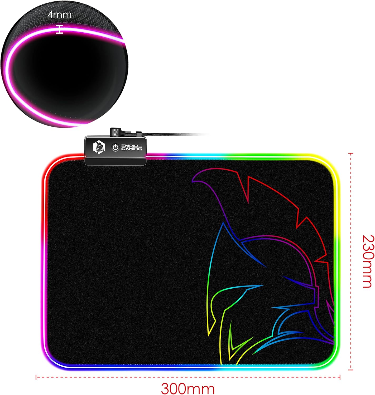 Thumbnail 5 de EMPIRE GAMING tappetino per mouse Dark Rainbow RGB LED, 12 modalità e base antiscivolo (300×230×4 mm)