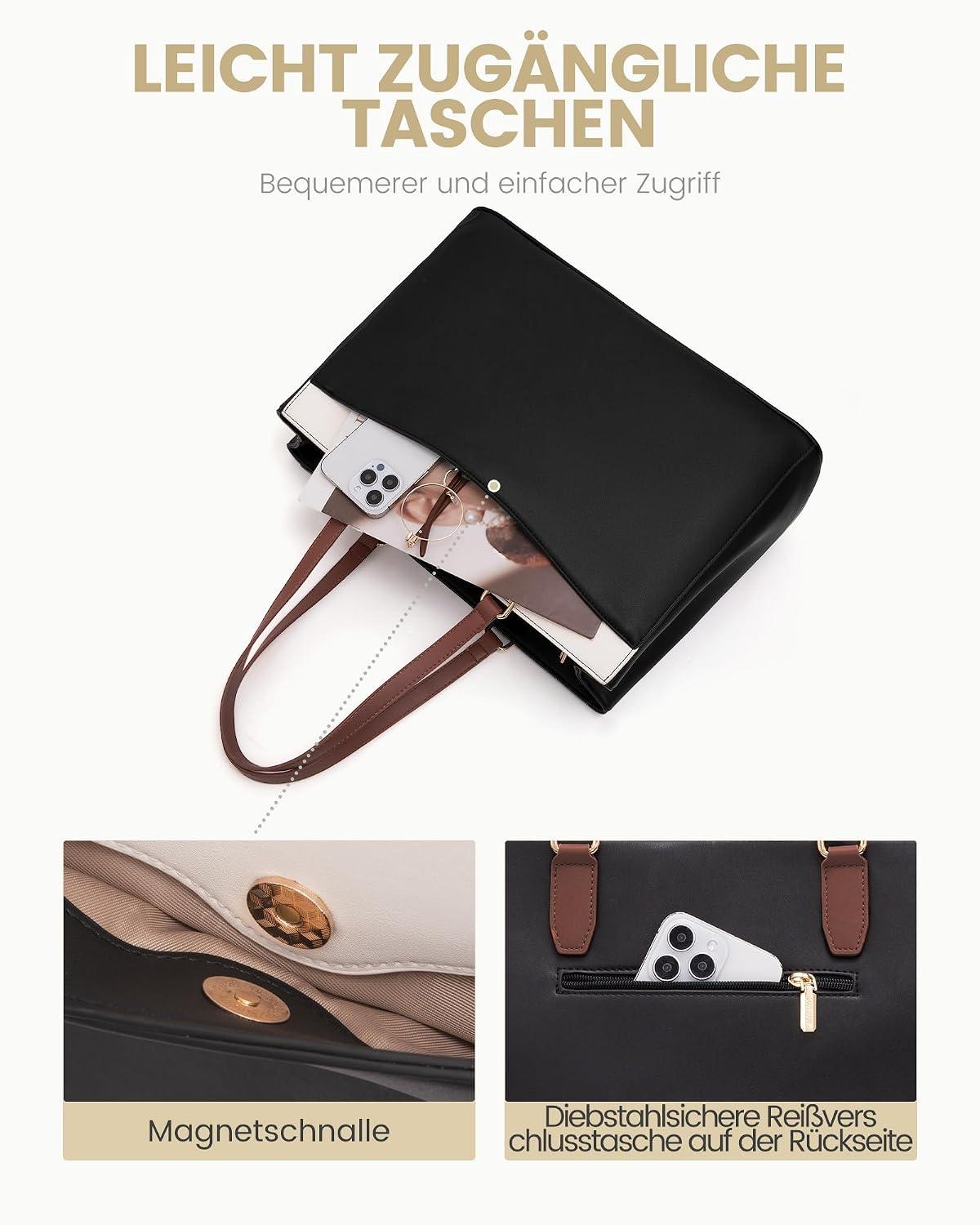 Thumbnail 5 de LOVEVOOK Laptoptasche Damen 15,6 Zoll – Vielseitige Büro- und Uni-Tasche