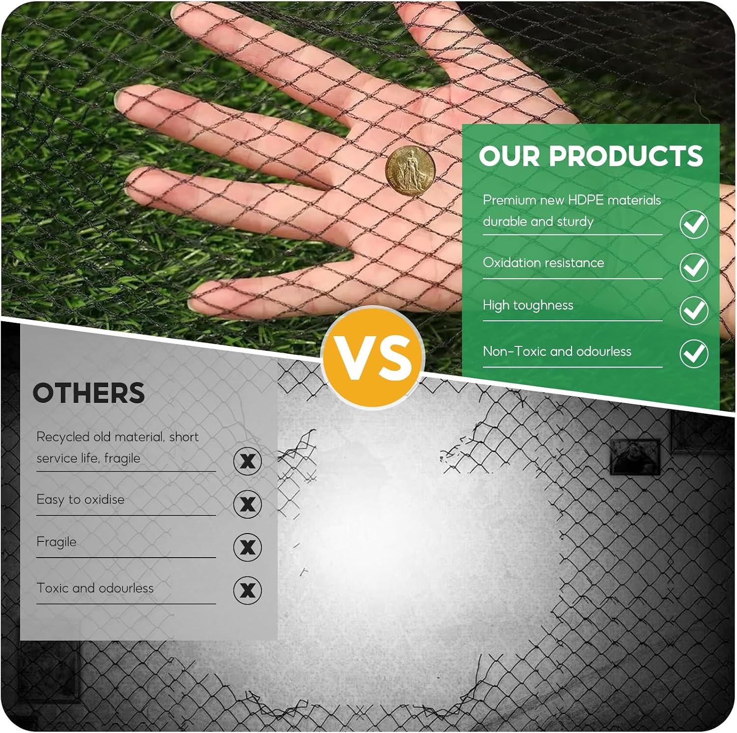 Thumbnail 2 de SHYICHENG Pond Netting 4m x 10m: Heavy-Duty UV-Resistant HDPE Cover with Pegs for Koi, Birds and Debris