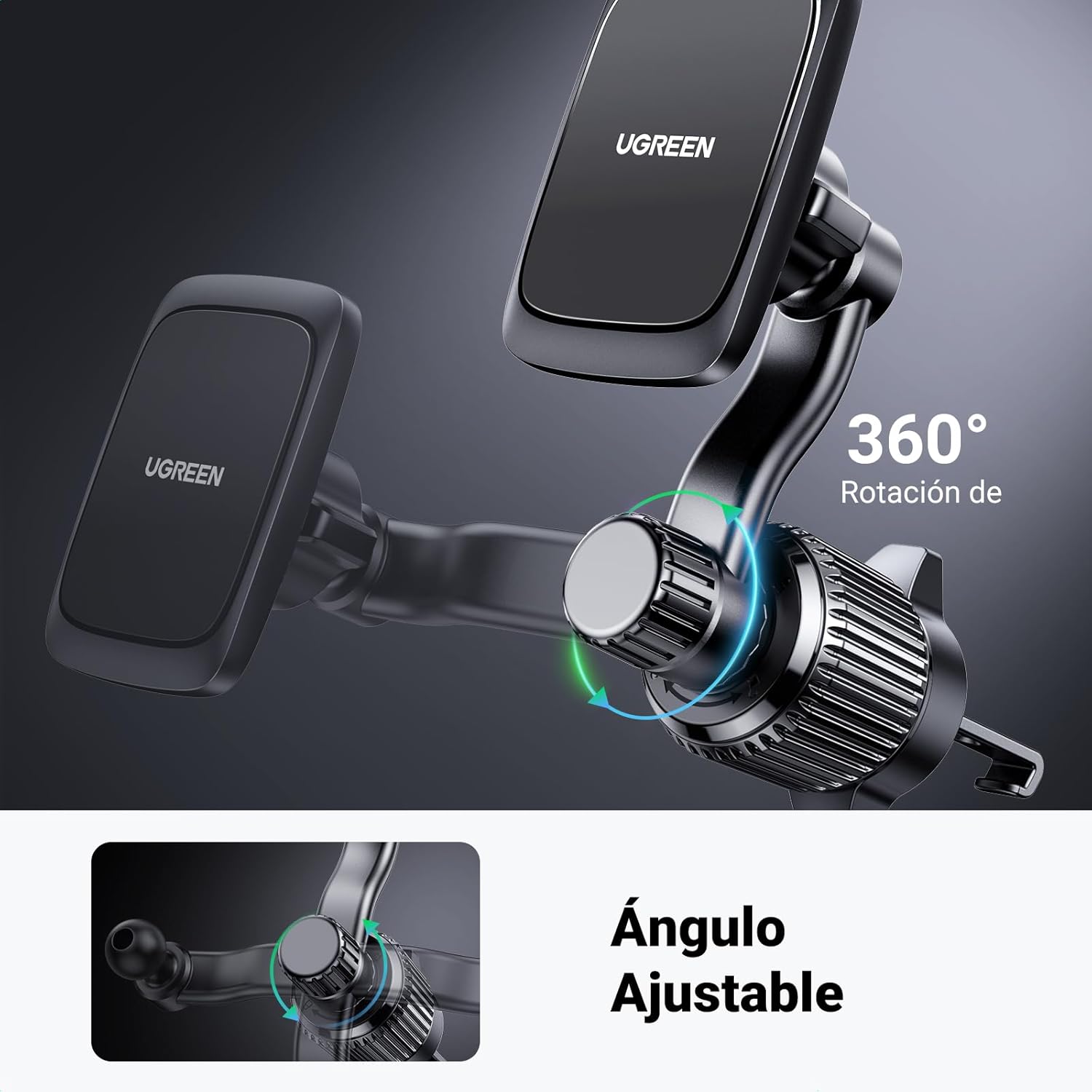 Detalle 2 de UGREEN Soporte móvil coche magnético 360°